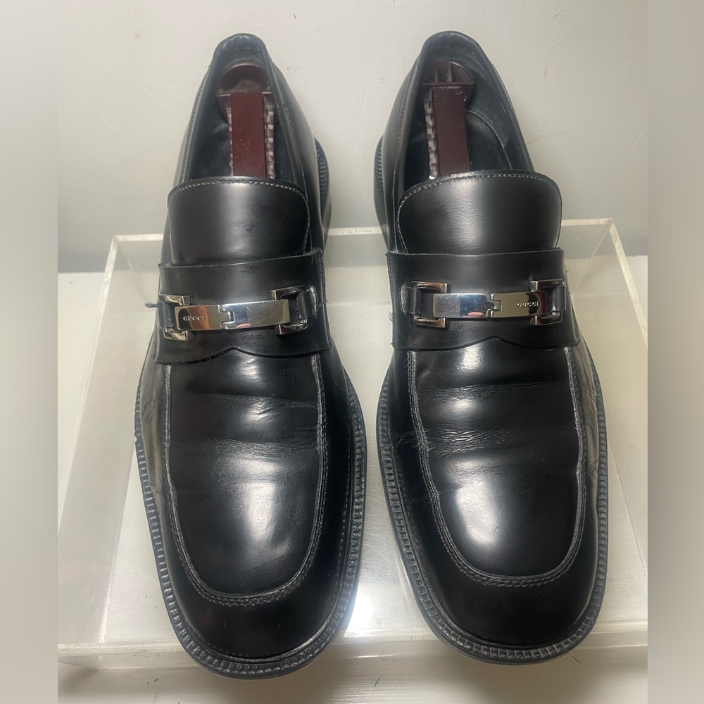 GUCCI,black loafers mens’ leather sz 43 US 9.5 made in italy